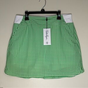 Walter Hagen New Green Checkered Plaid Performance Athletic Golf Skort Pockets